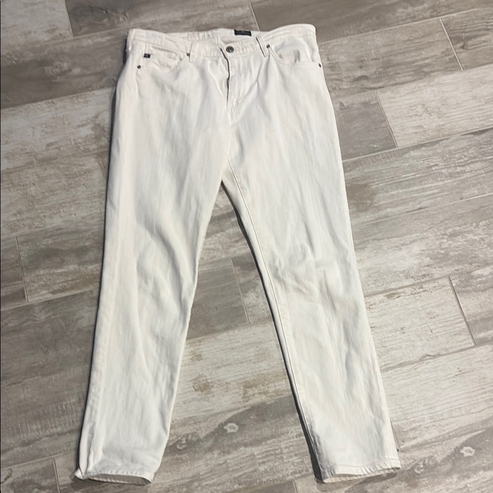 Ag Adriano Goldschmied White Straight Leg Jeans